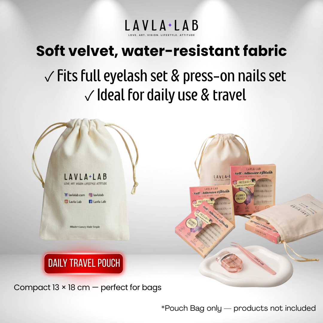 Daily Travel Pouch Drawsting Bag | Soft Velvet | Makeup & Lash Storage