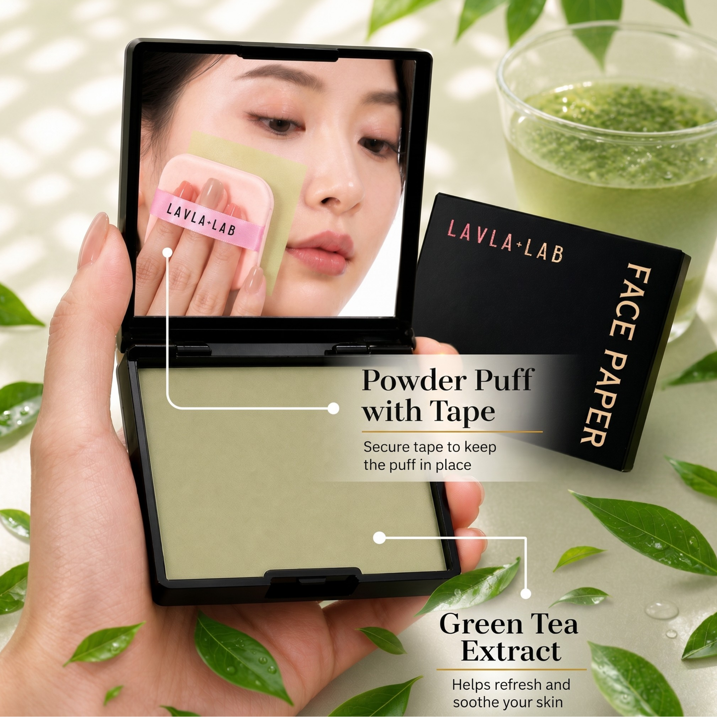 3 in 1 Oil Absorbing Face Paper ( Powder Puff + Mirror )