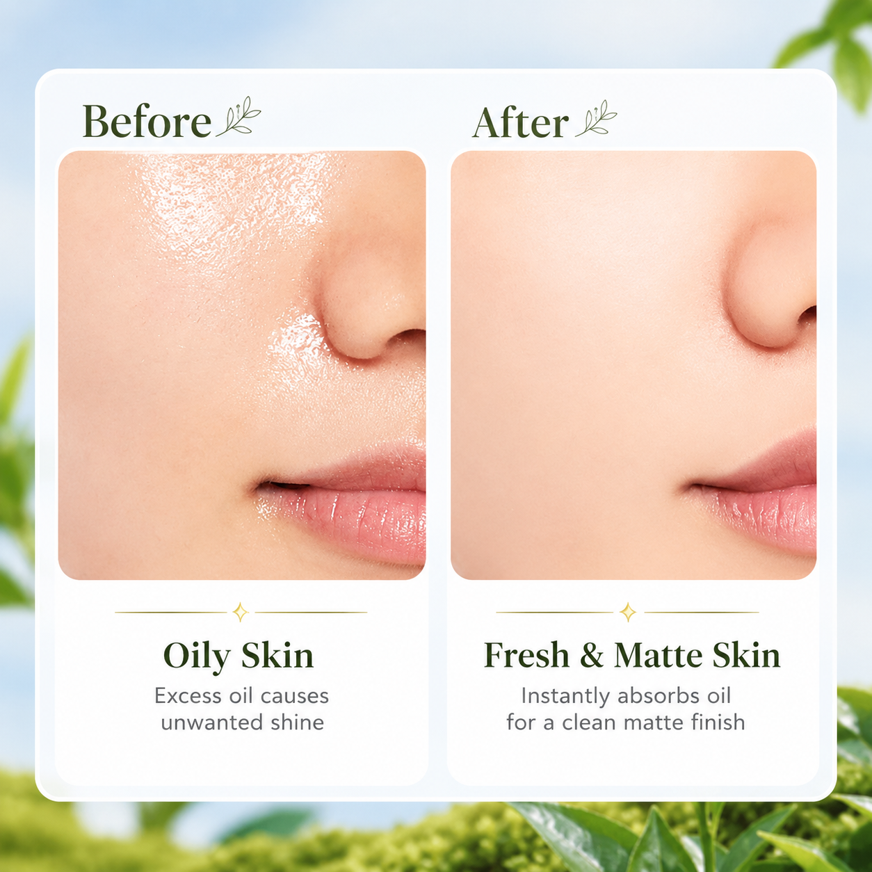 3 in 1 Oil Absorbing Face Paper ( Powder Puff + Mirror )