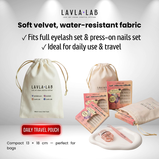 Daily Travel Pouch Drawsting Bag | Soft Velvet | Makeup & Lash Storage