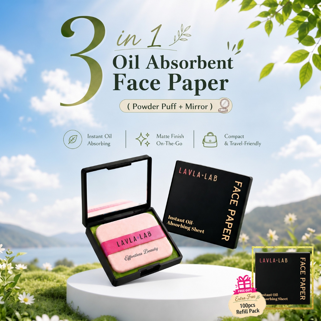 3 in 1 Oil Absorbing Face Paper ( Powder Puff + Mirror )